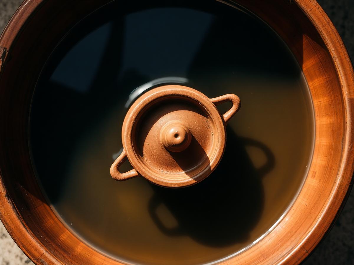 A new clay handi soaking in water — the first step of seasoning